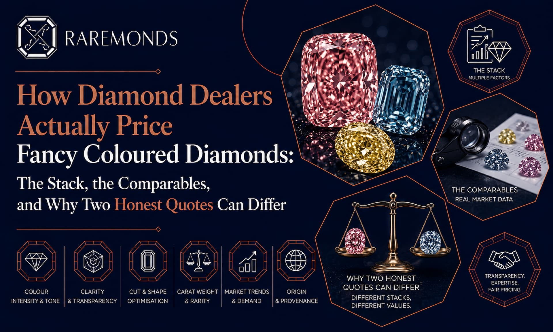 How Diamond Dealers Actually Price Fancy Coloured Diamonds The Stack, the Comparables, and Why Two Honest Quotes Can Differ