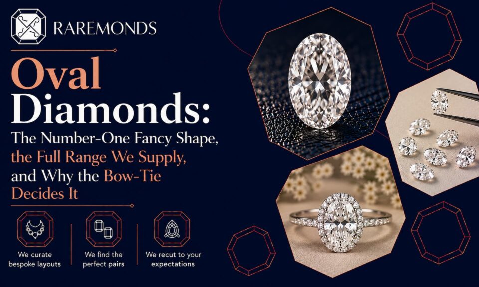 Oval Diamonds The Number-One Fancy Shape, the Full Range We Supply, and Why the Bow-Tie Decides It