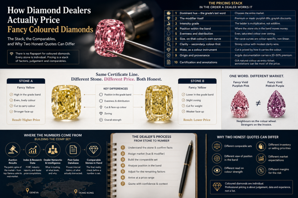 How diamonds dealers actually price fancy coloured diamonds