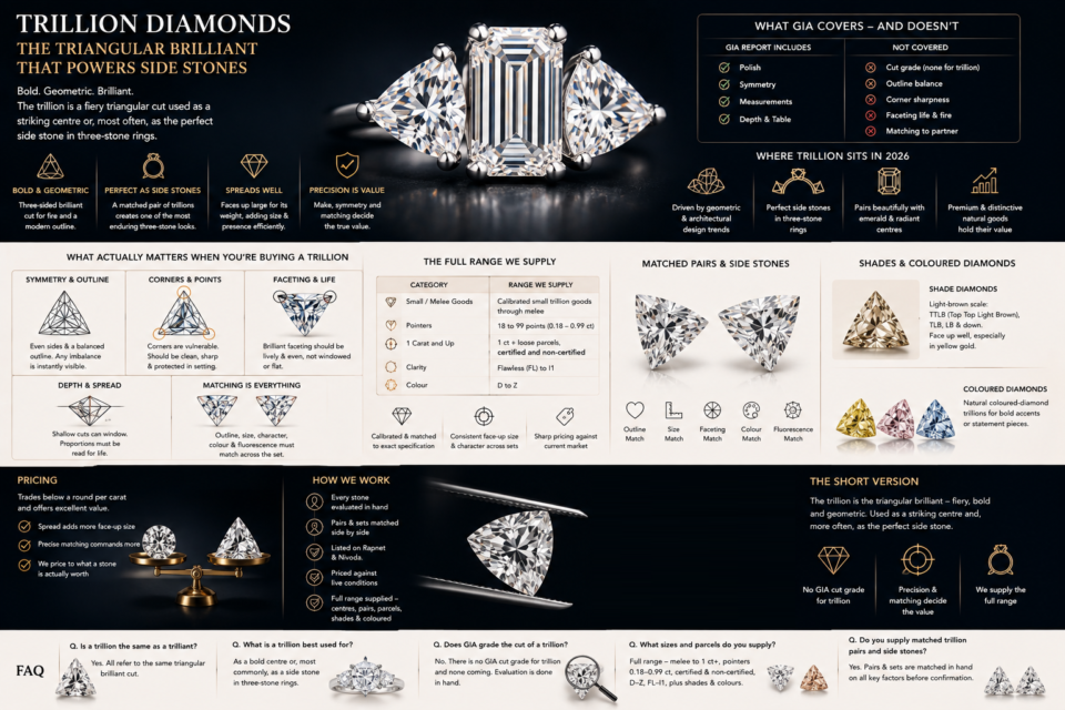 Trillion diamonds the triangular brilliant that powers side stone
